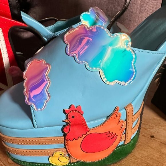 dELiA*s by Dolls Kill Animal Playhouse Platform Heels Farm Core Cow Shoes - Picture 7 of 8